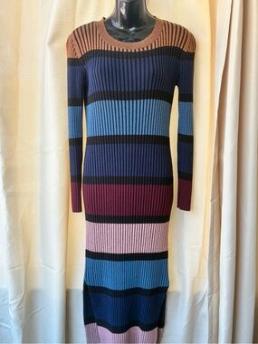 Dolan Lorna Midi Ribbed Knit Striped XS Sweater Dress